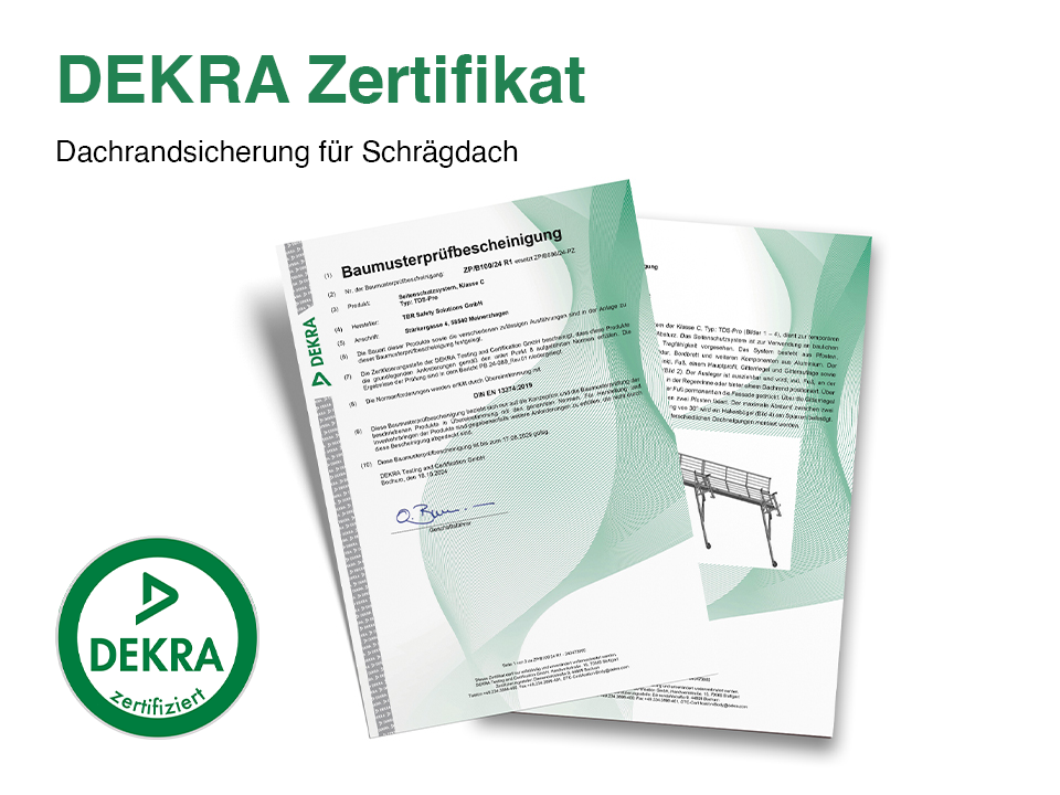 DEKRA zertifiziert gemäß DIN EN 13374:2019 (Klasse C)